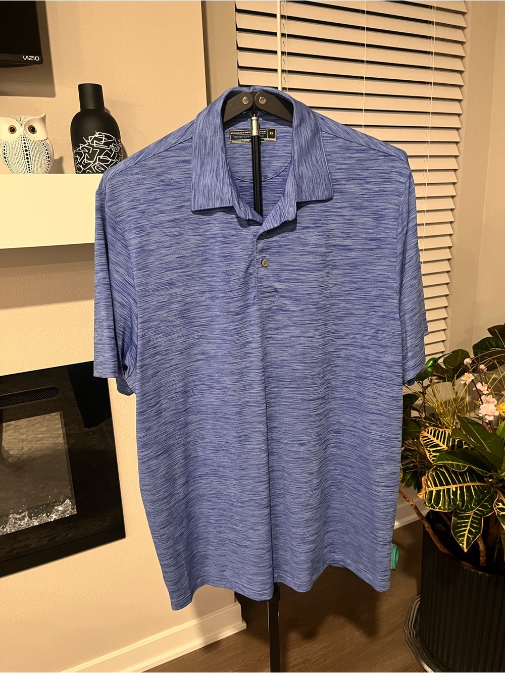 Roundtree & Yorke Performance Polo Shirt Men's XL Blue Heathered